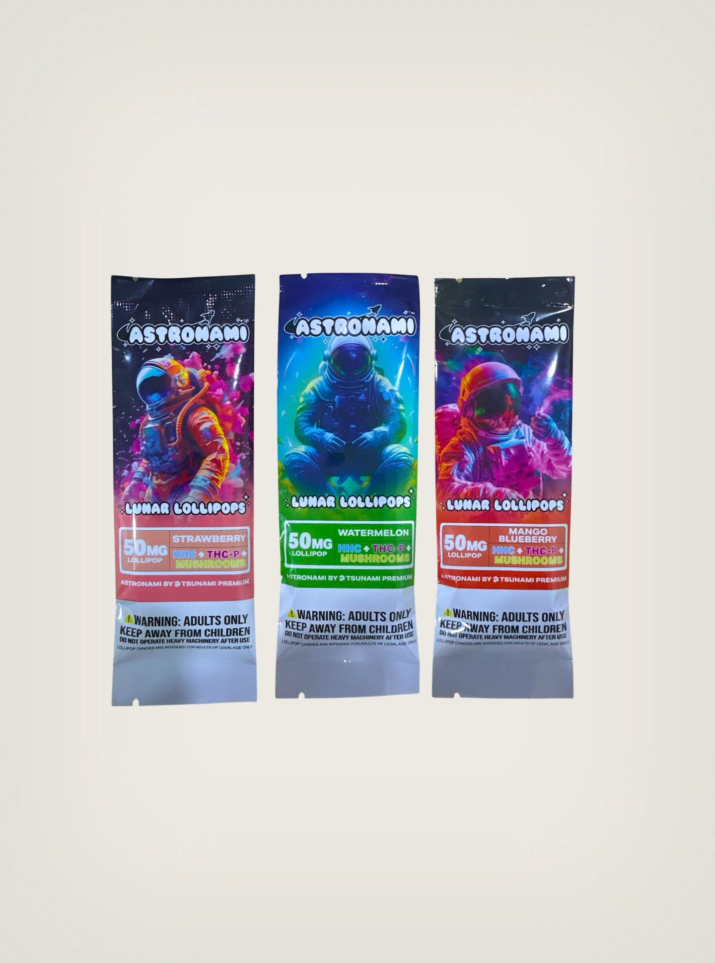 Astronami Lunar Lollipops paletas con THC + HHC + THCP + Mushroom portada