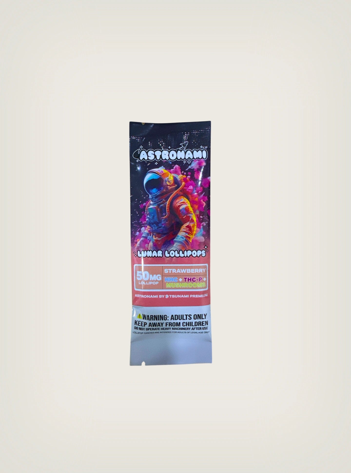 Astronami Lunar Lollipops paletas con THC + HHC + THCP + Mushroom Strawberry