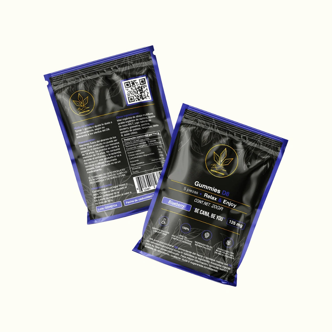 Gomitas con THC Delta 8 Blueberry Be Cana en Splift México 