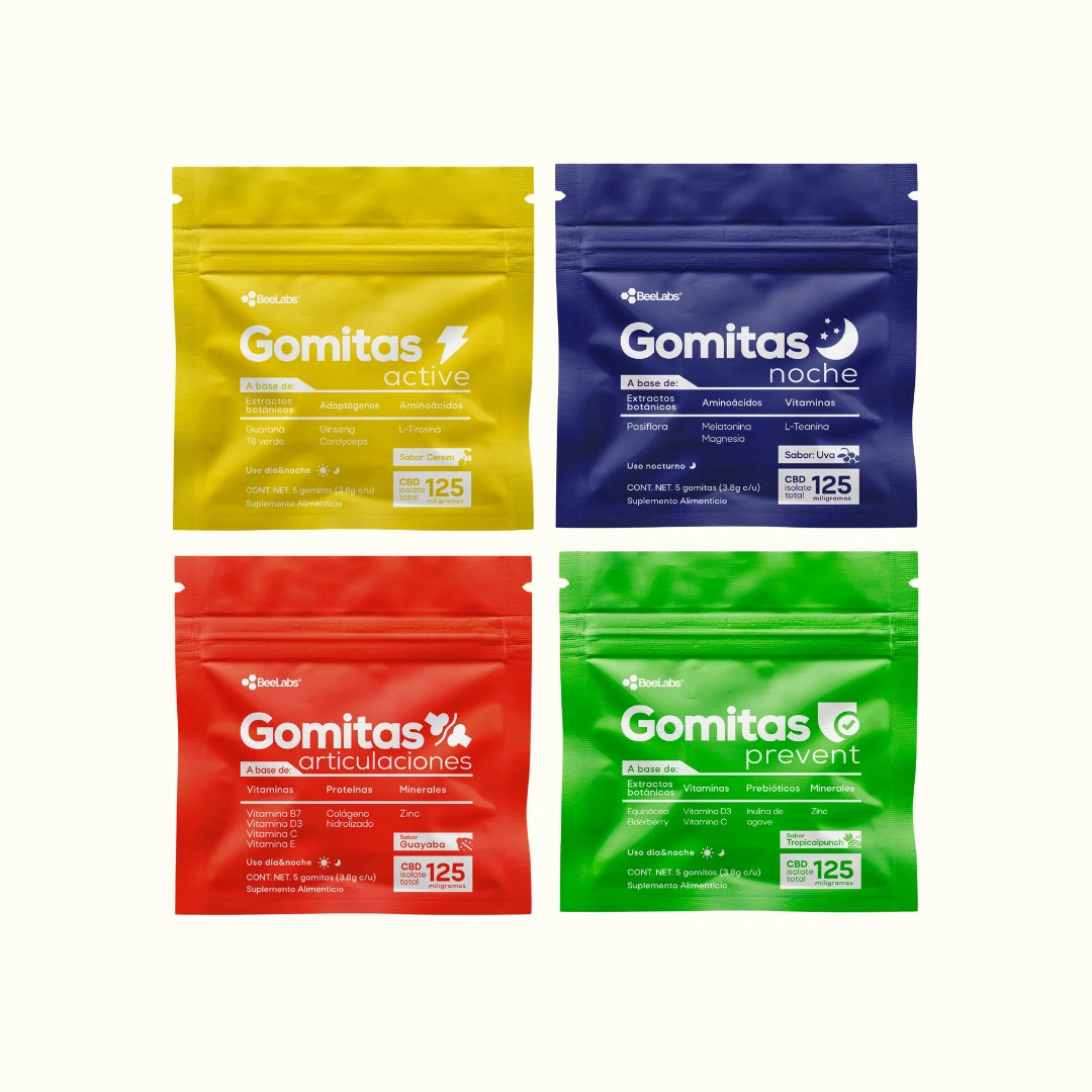 Compra el kit de bienestar de BeeLabs, gomitas de CBD para ansiedad, dormir, articulaciones, probióticos y dolor.