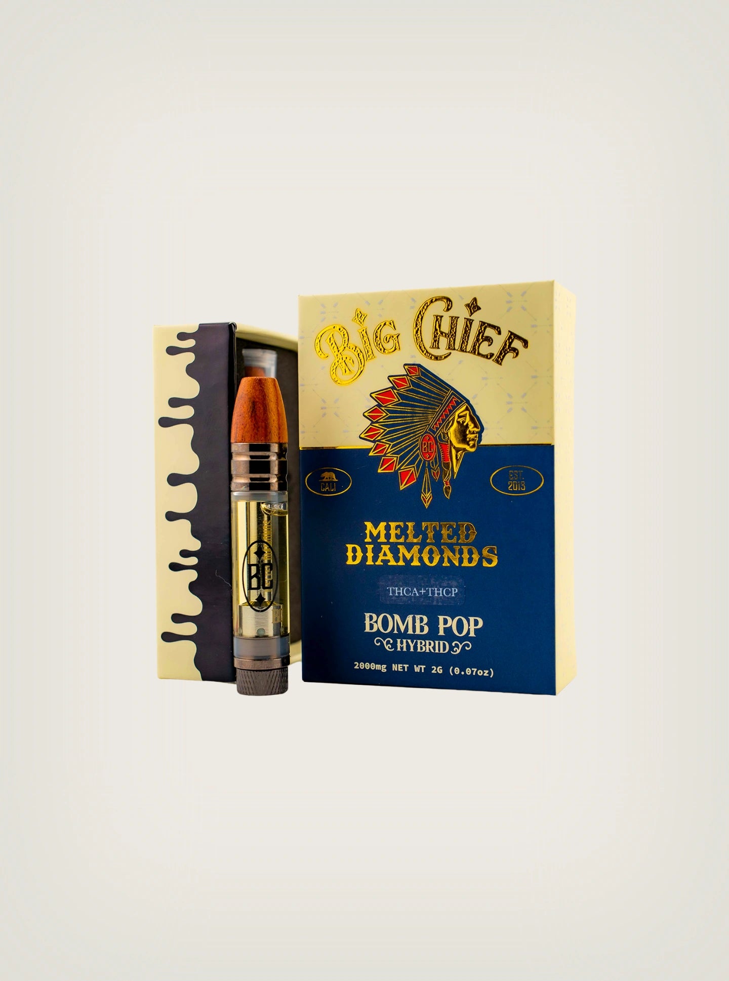 Compra Cartuchos Wax Big Chief Melted Diamonds con THCA y THCP 2g Bomb Pop Hybrid