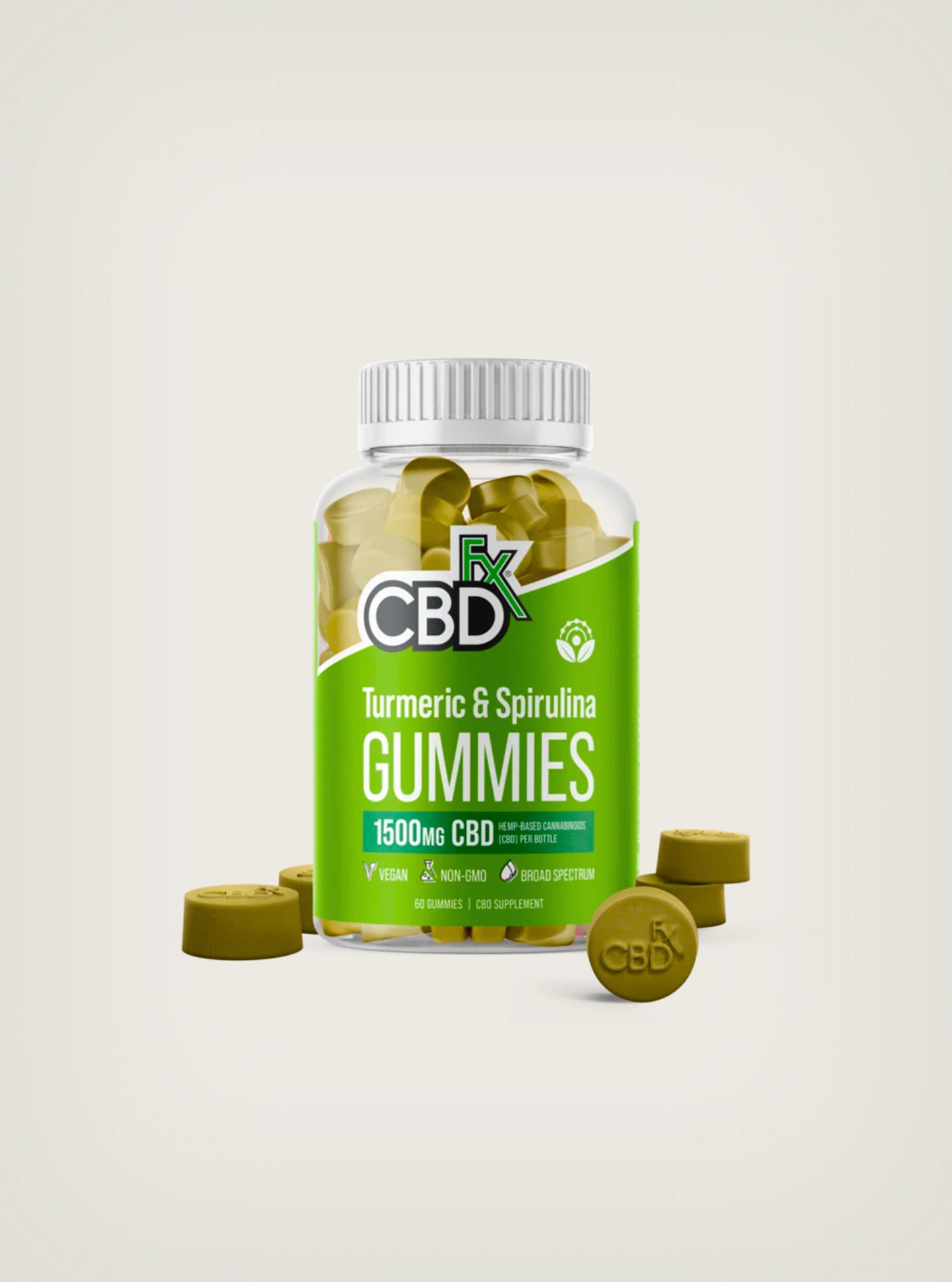 Gomitas de CBD con Cúrcuma y Espirulina 1500mg marca CBDFx