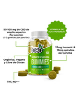Gomitas de CBD con Cúrcuma y Espirulina 1500mg marca CBDFx