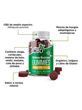 Gomitas de CBD con Hongos Funcionales, hongos adaptógenos con cannabidiol méxico marca CBDFx