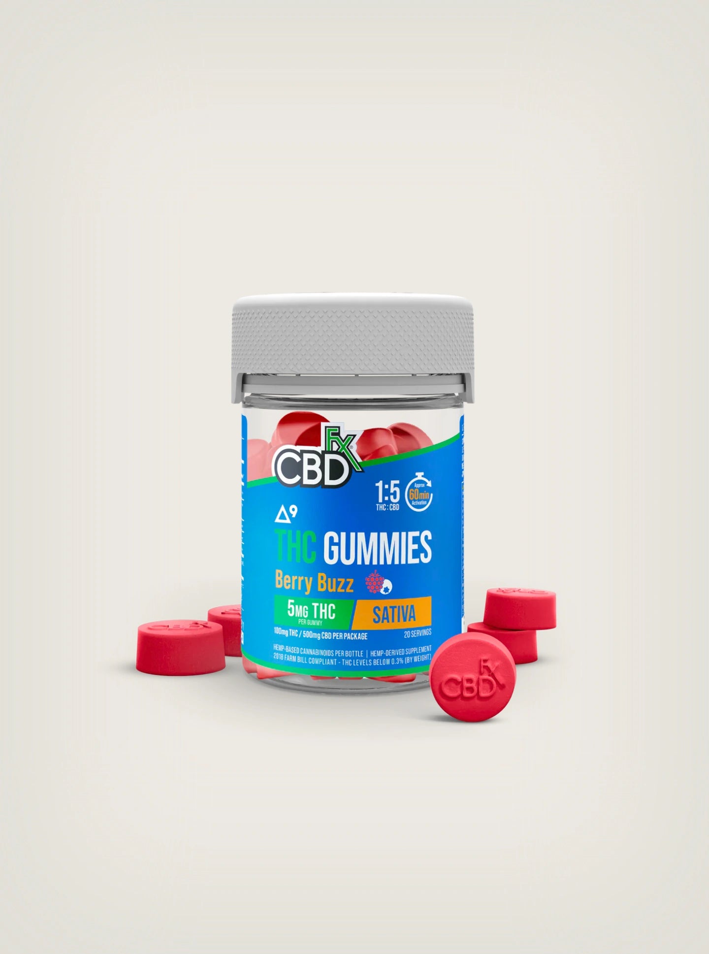 Gomitas de CBD con Delta 9 Berry Buzz marca CBDFx, cannabidiol Mexico