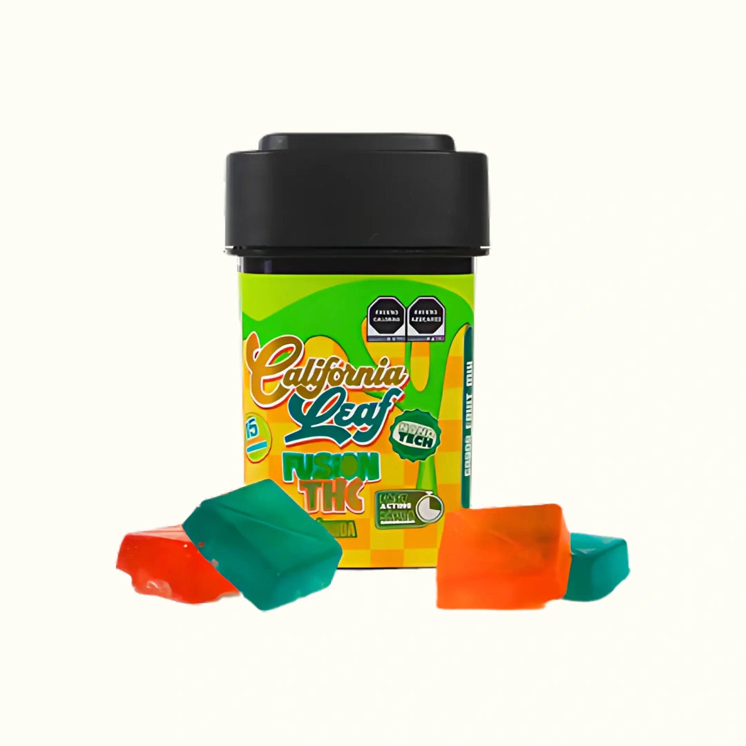 Gomitas con THC Delta 9 Fusion California Leaf con 25mg por pieza 15 gomitas Hybrid