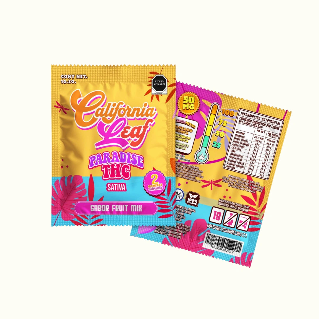 California Leaf gomitas con THC Delta 9 Paradise 50mg/pza 2pzs