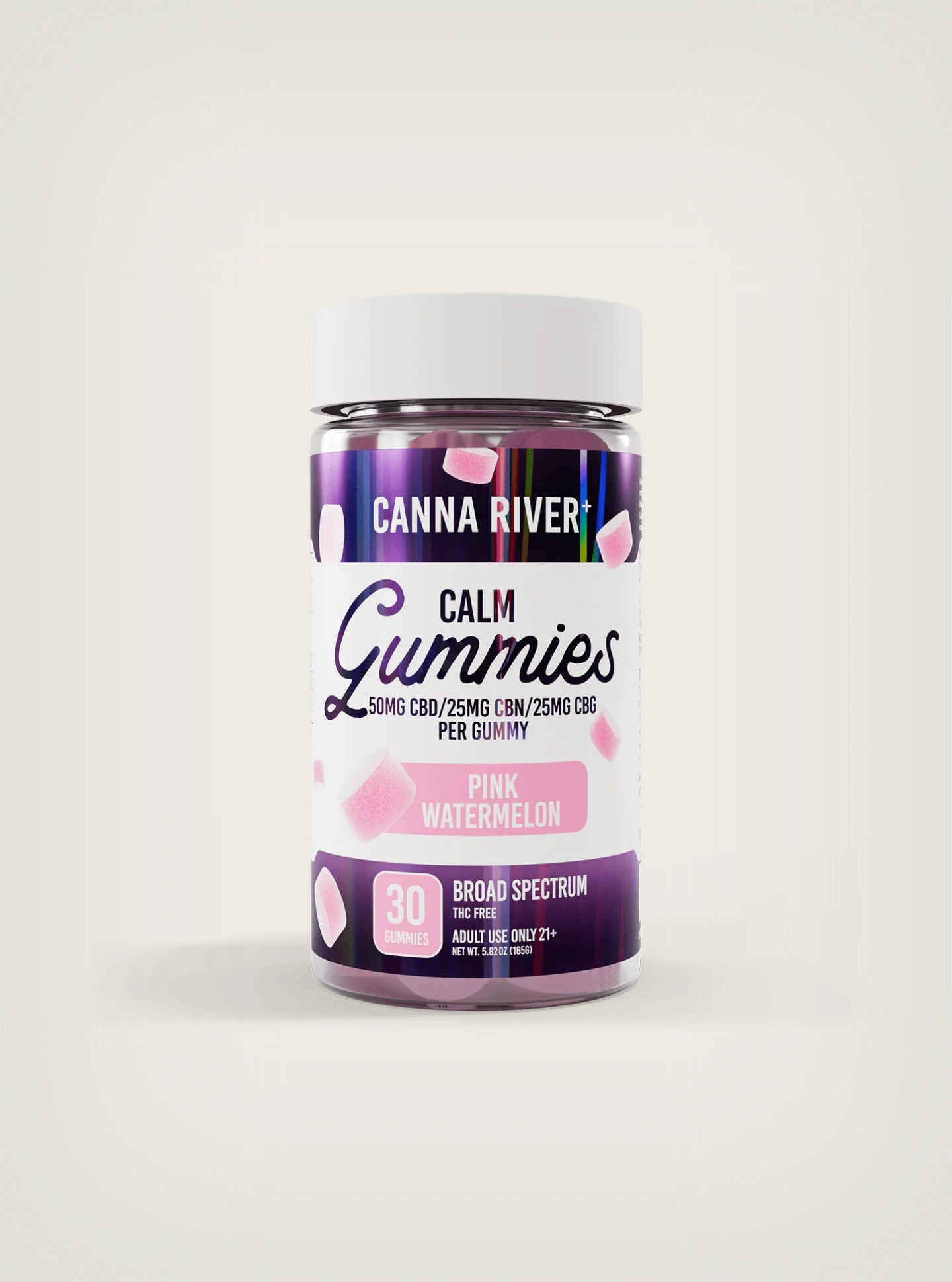 Canna River Calm Gummies Broad Spectrum CBD + CBN + CBG Gomitas con CBD Pink Watermelon