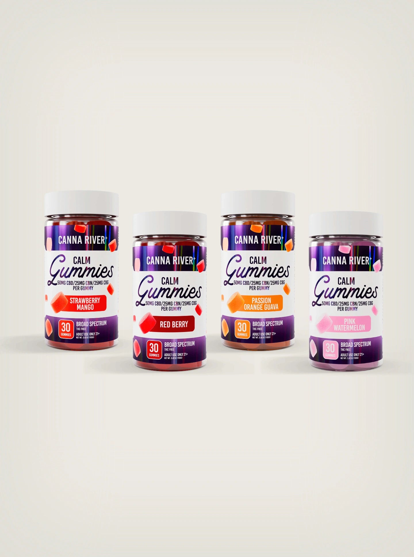 Canna River Calm Gummies Broad Spectrum CBD + CBN + CBG Gomitas con CBD 