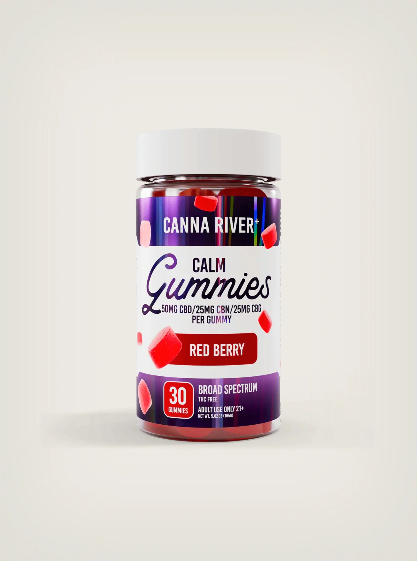 Canna River Calm Gummies Broad Spectrum CBD + CBN + CBG Gomitas con CBD Red Berry