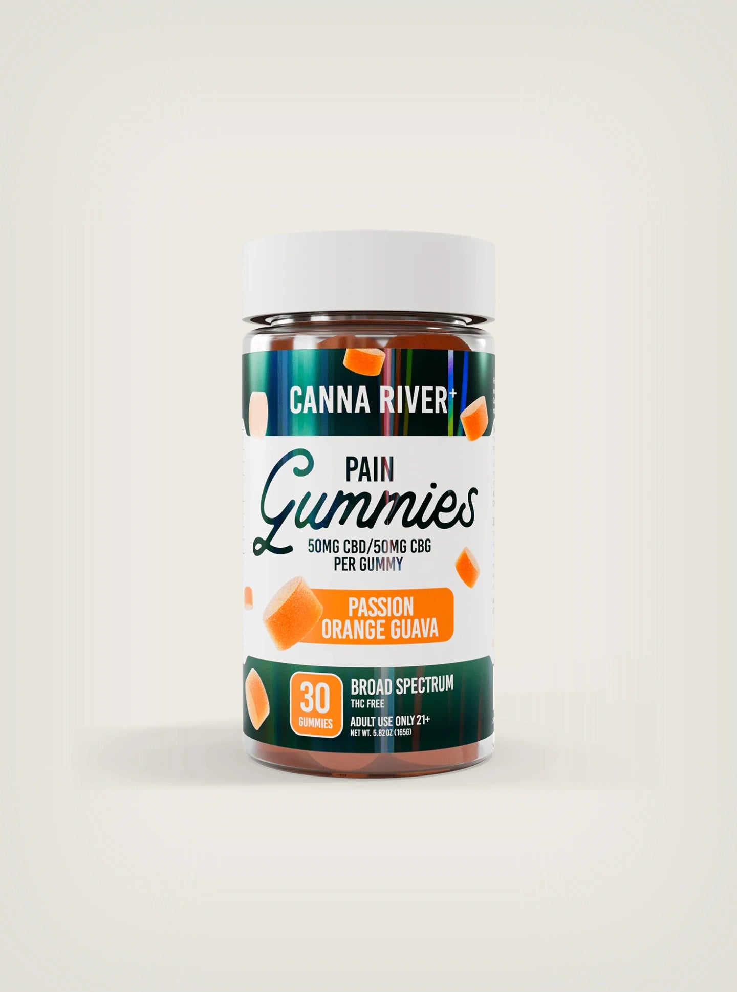 Canna River Pain Gummies CBD + CBG Broad Spectrum Passion Orange Guava