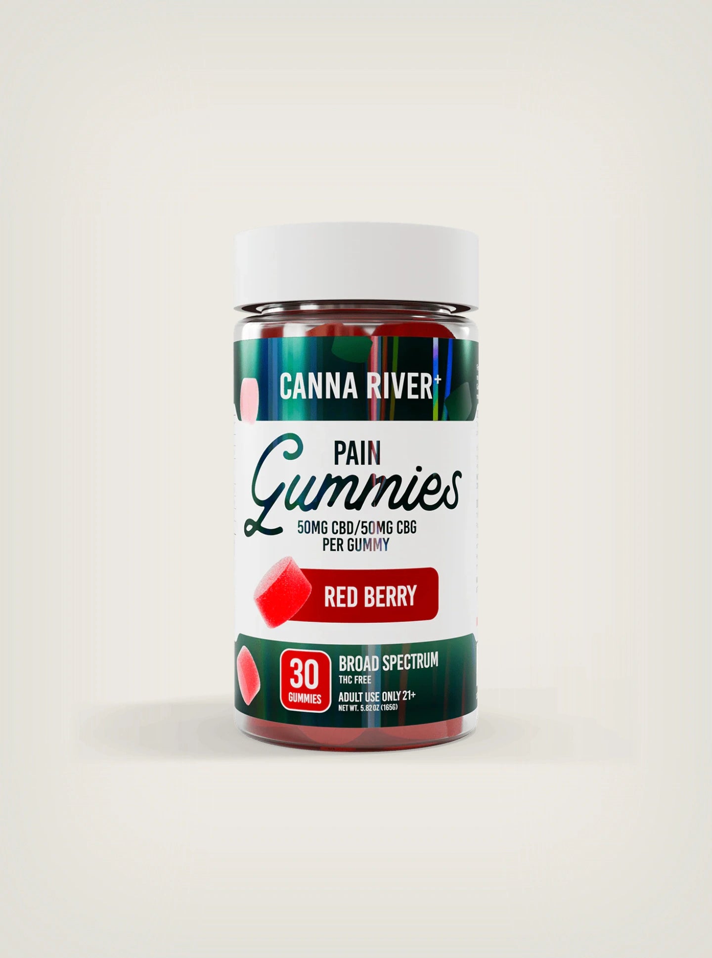 Canna River Pain Gummies CBD + CBG Broad Spectrum Red Berry