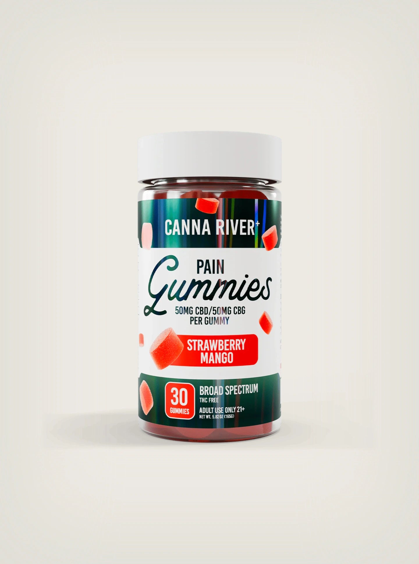 Canna River Pain Gummies CBD + CBG Broad Spectrum Strawberry Mango