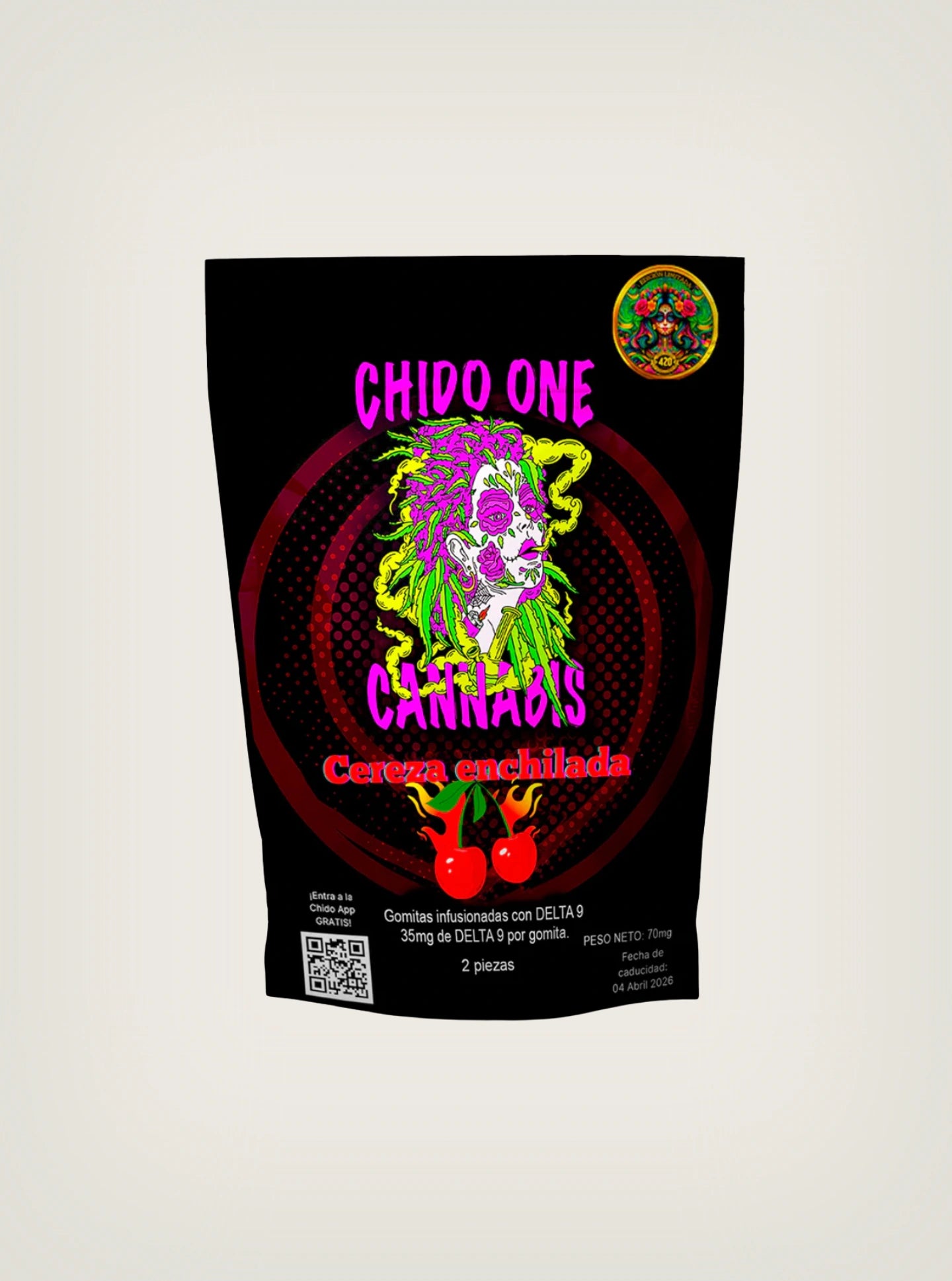 Chido One Cannabis Gomitas con THC Delta 9 35mg/pza 15 piezas sabor cereza enchilada