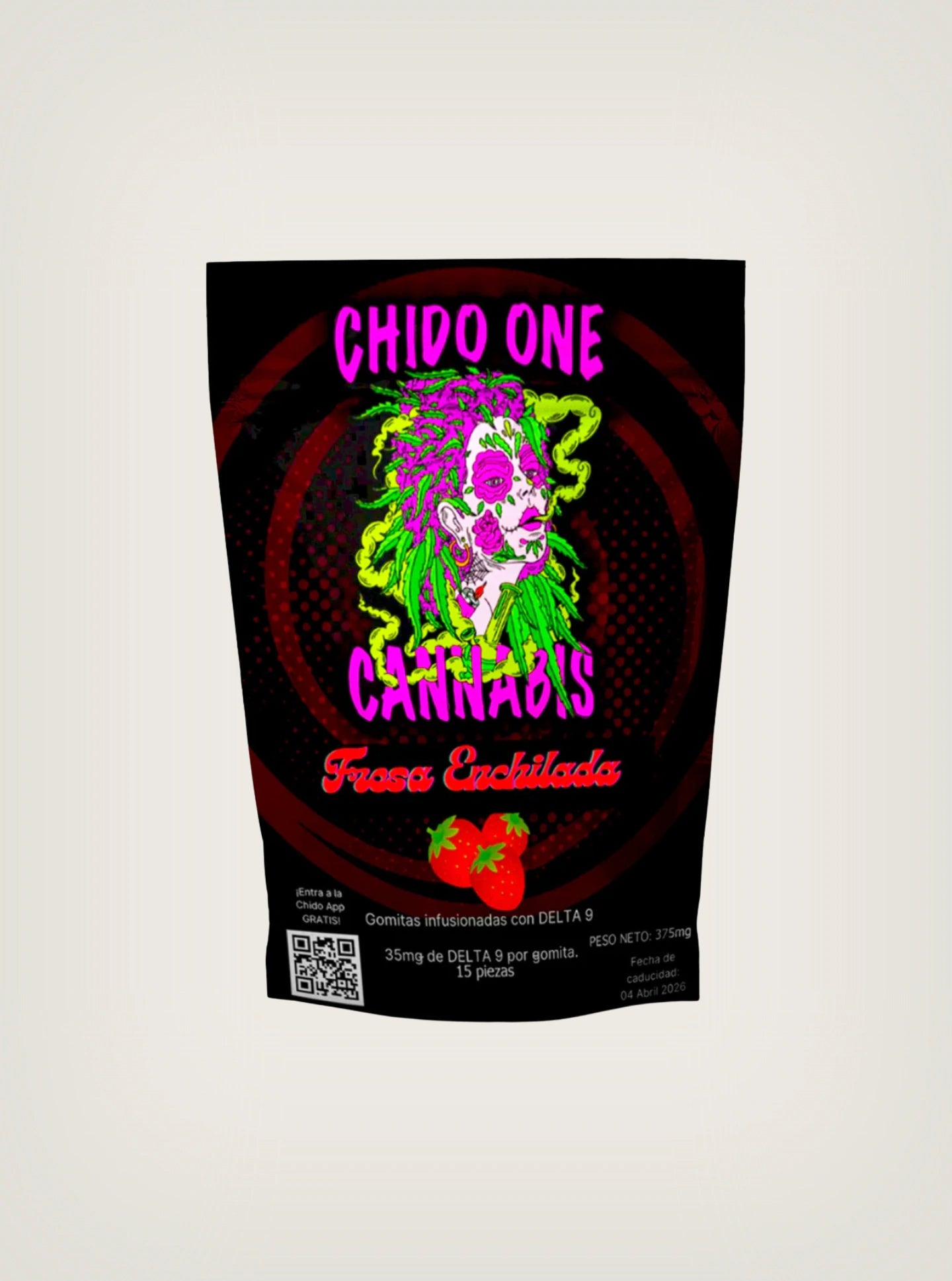 Chido One Cannabis Gomitas con THC Delta 9 35mg/pza 15 piezas sabor fresa enchilada