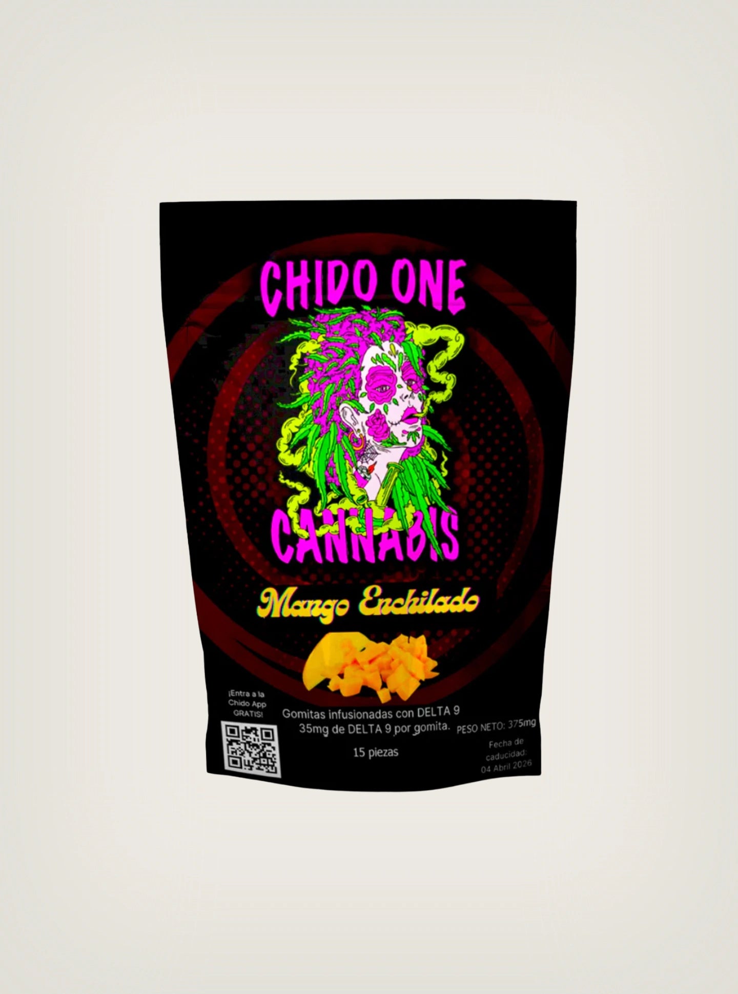 Chido One Cannabis Gomitas con THC Delta 9 35mg/pza 15 piezas sabor mango enchilado