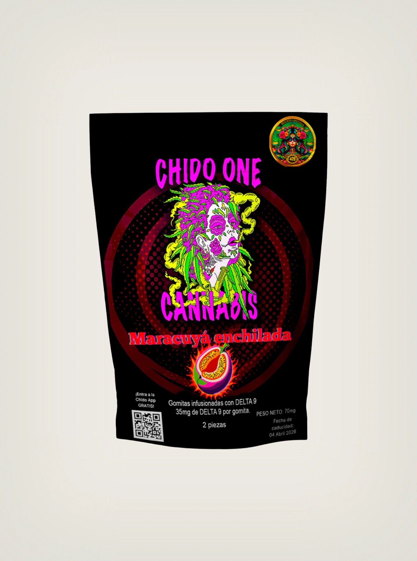 Chido One Cannabis Gomitas con THC Delta 9 35mg/pza 15 piezas sabor maracuya enchilada