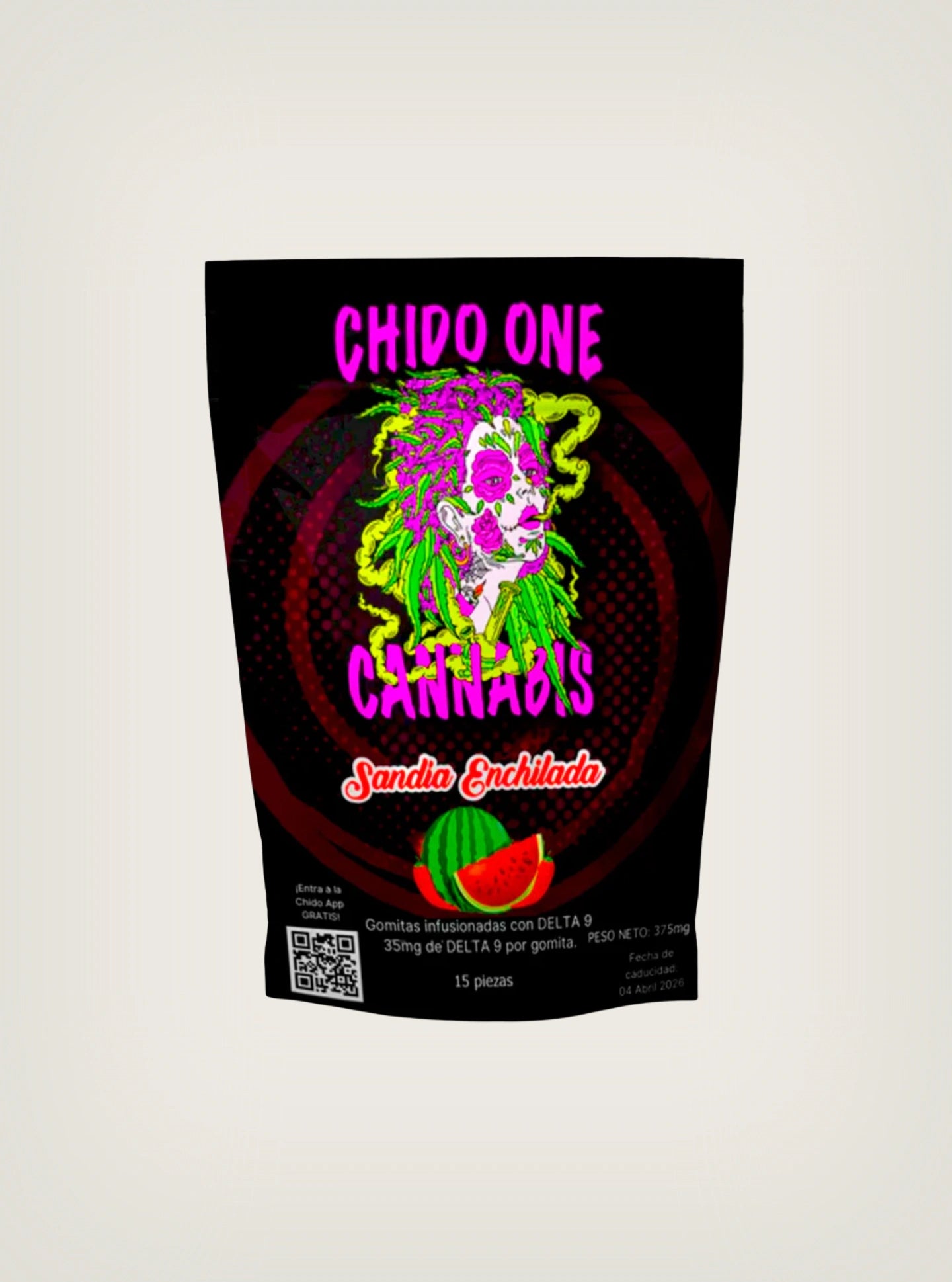 Chido One Cannabis Gomitas con THC Delta 9 35mg/pza 15 piezas sabor sandia enchilada