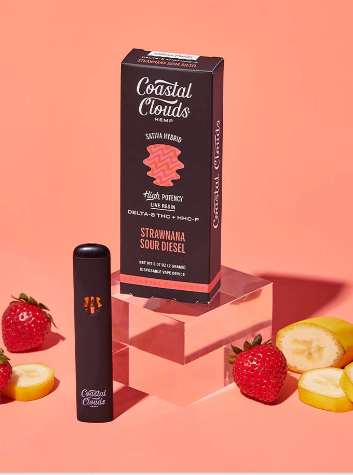 Compra Coastal Clouds Plumas de Wax Desechables Delta 8 + HHC 2g con cannabidiol Sabor Strawnana Sour Diesel Sativa