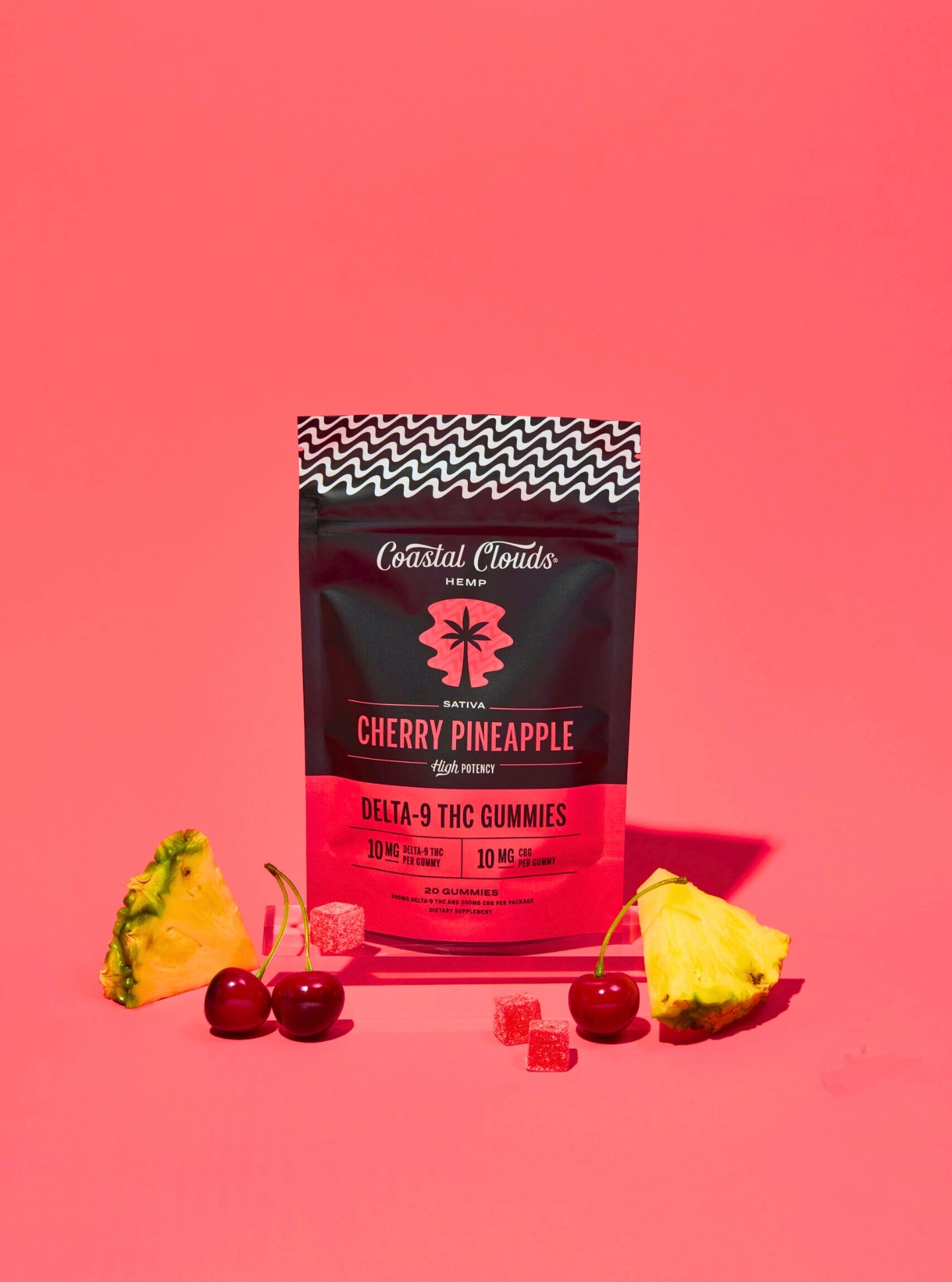 Gomitas mágicas con THC Coastal Clouds con delta 9 y CBN en Splift sabor cherry pineapple