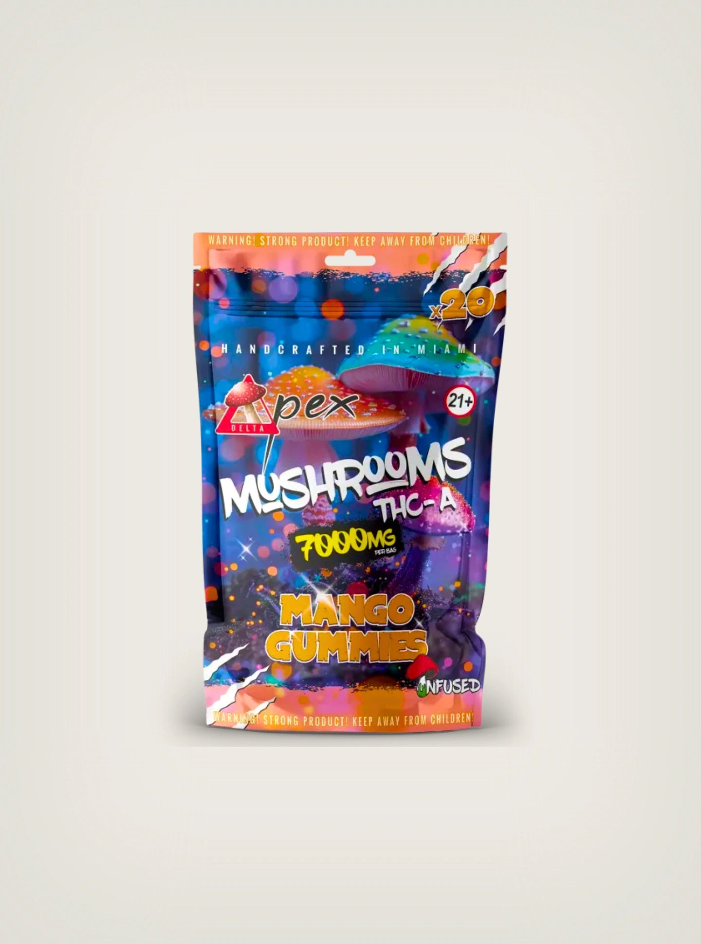 Delta Pex Gomitas Mágicas con THC y Magic Mushrooms Mango Gummies