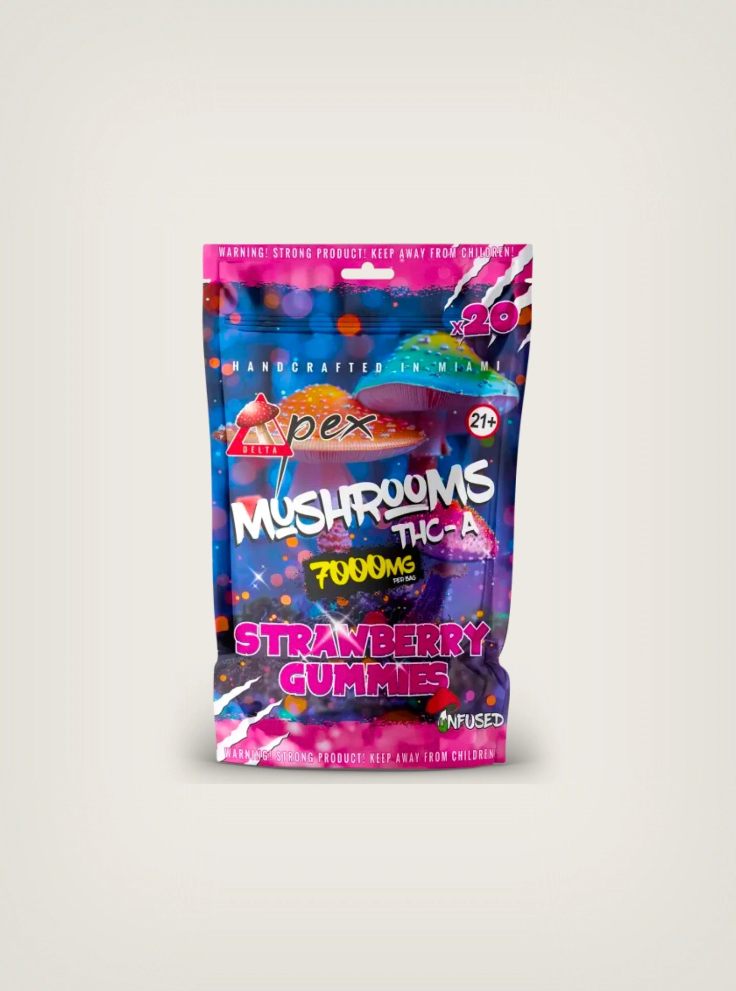 Delta Pex Gomitas Mágicas con THC y Magic Mushrooms Strawberry Gummies