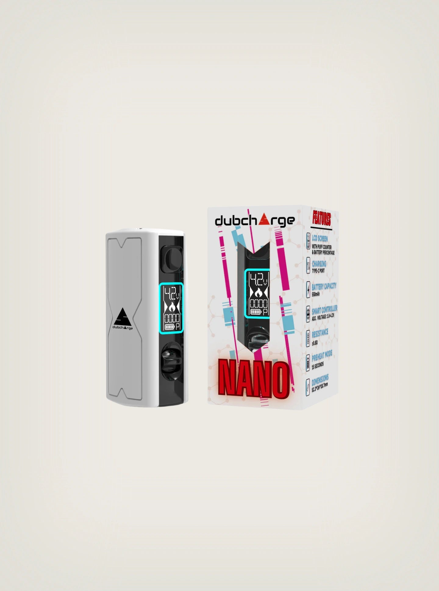 Batería para wax, pila wax nano marca Dubcharge, batería 510 color blanco