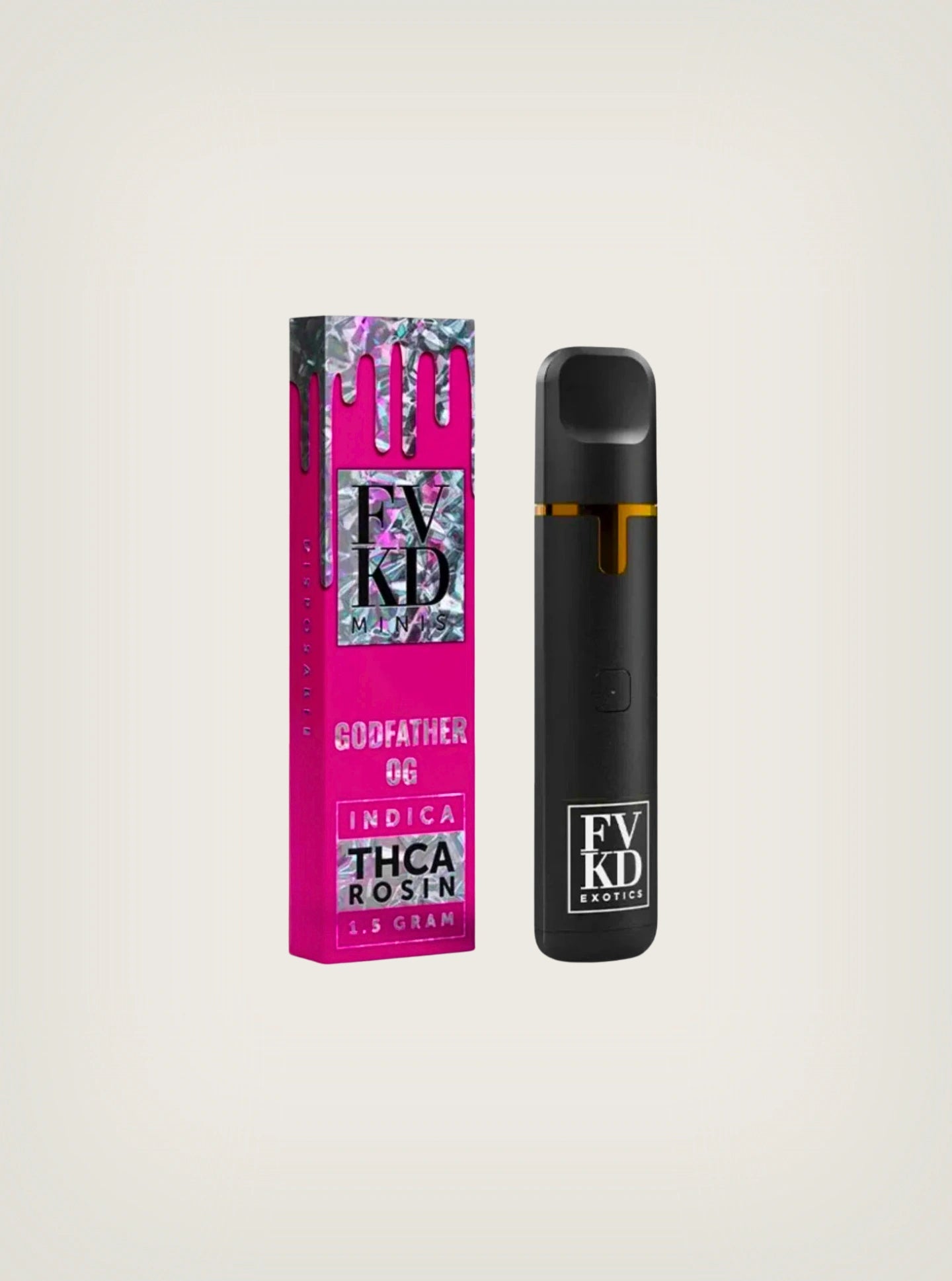 Compra FVKD plumas de wax THCA Live Rosin de 1.5 gramos sabor godfather og indica