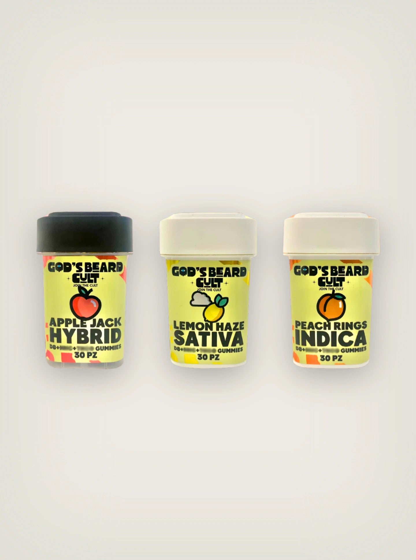 God's Beard Cult gomitas con THC Delta 8, HHC y THCO de 15 hasta 20mg por gomita y 15 a 30 gomitas portada