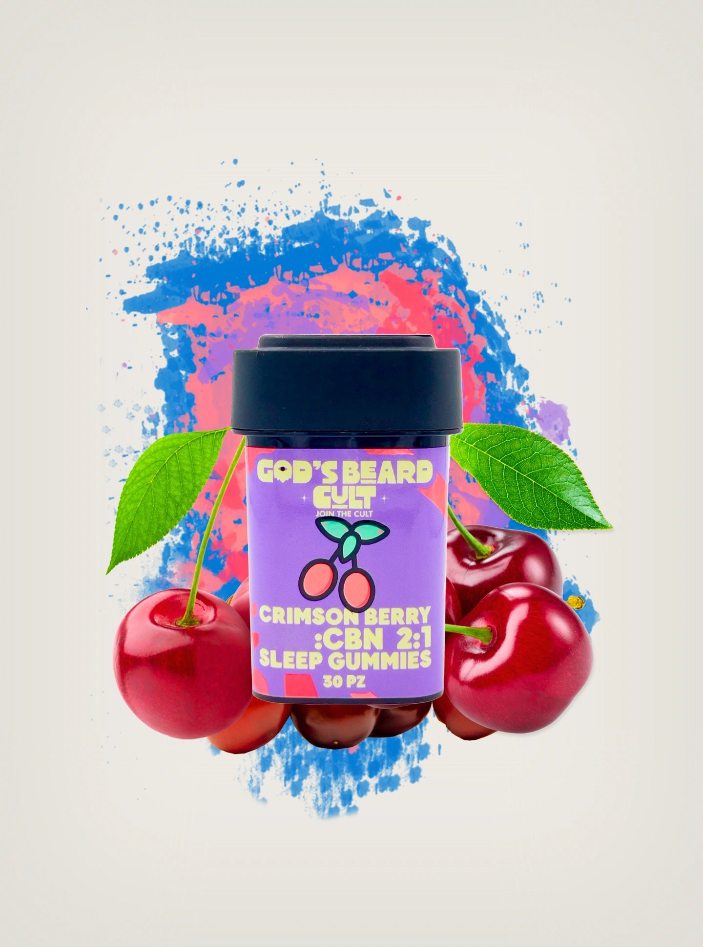 Gomitas con THC y CBD para dormir marca God's Beard Cult sabor Crimson Berry