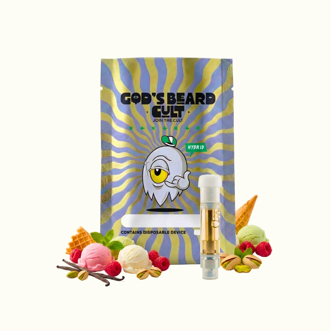 Cartuchos de wax desechable HHC 1g Gods Beard Cult Gelato Hybrid