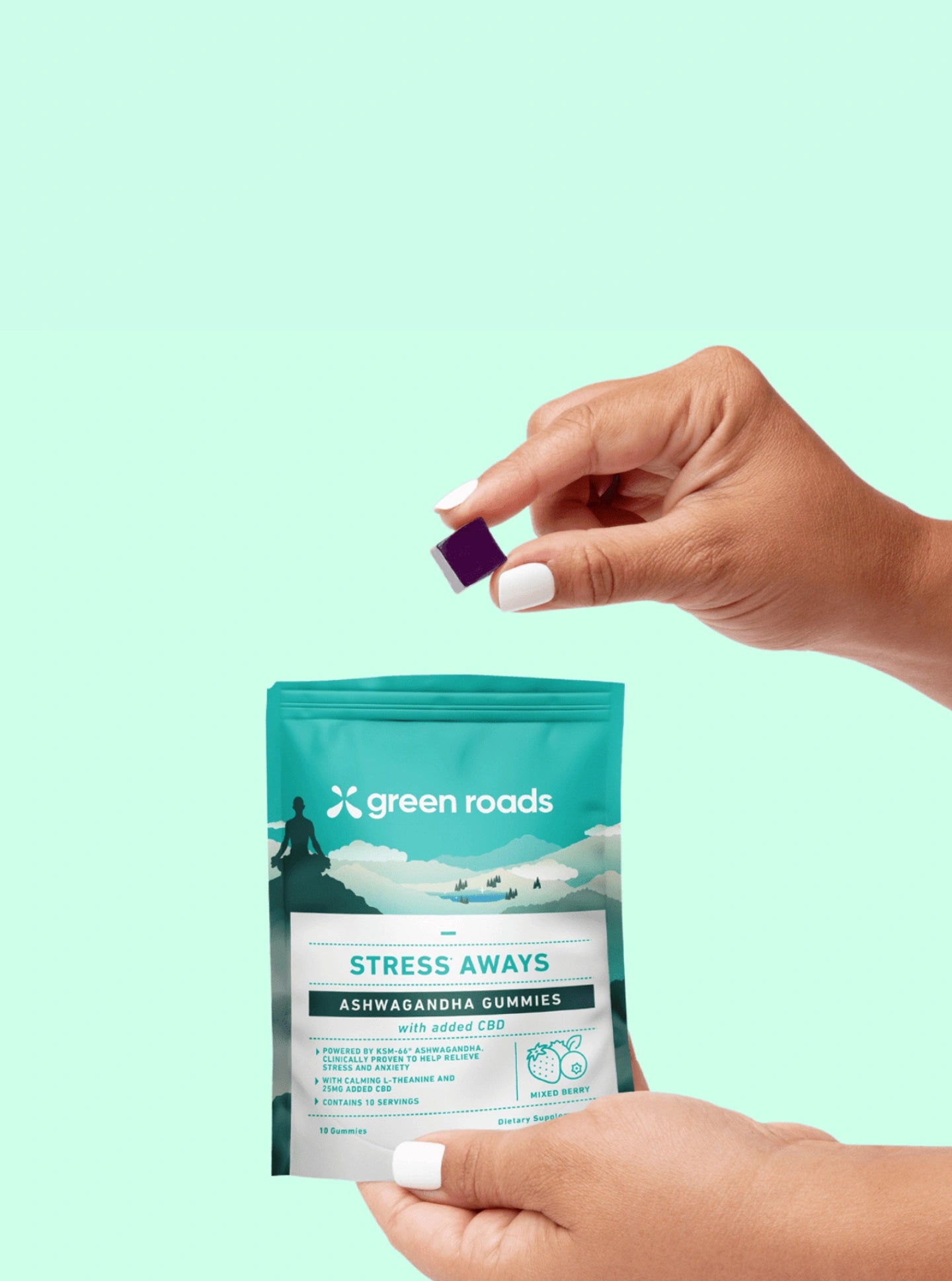 Green Roads Gomitas de CBD Stress Away con Ashwagandha 10 piezas