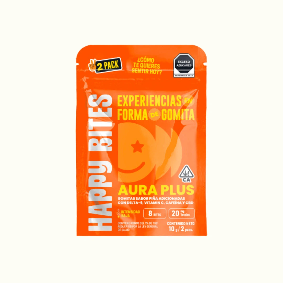 Happy Bites Aura Plus Gomitas de THC Delta 9 + Vitamina C + Cafeína + CBD 2 piezas en Splift