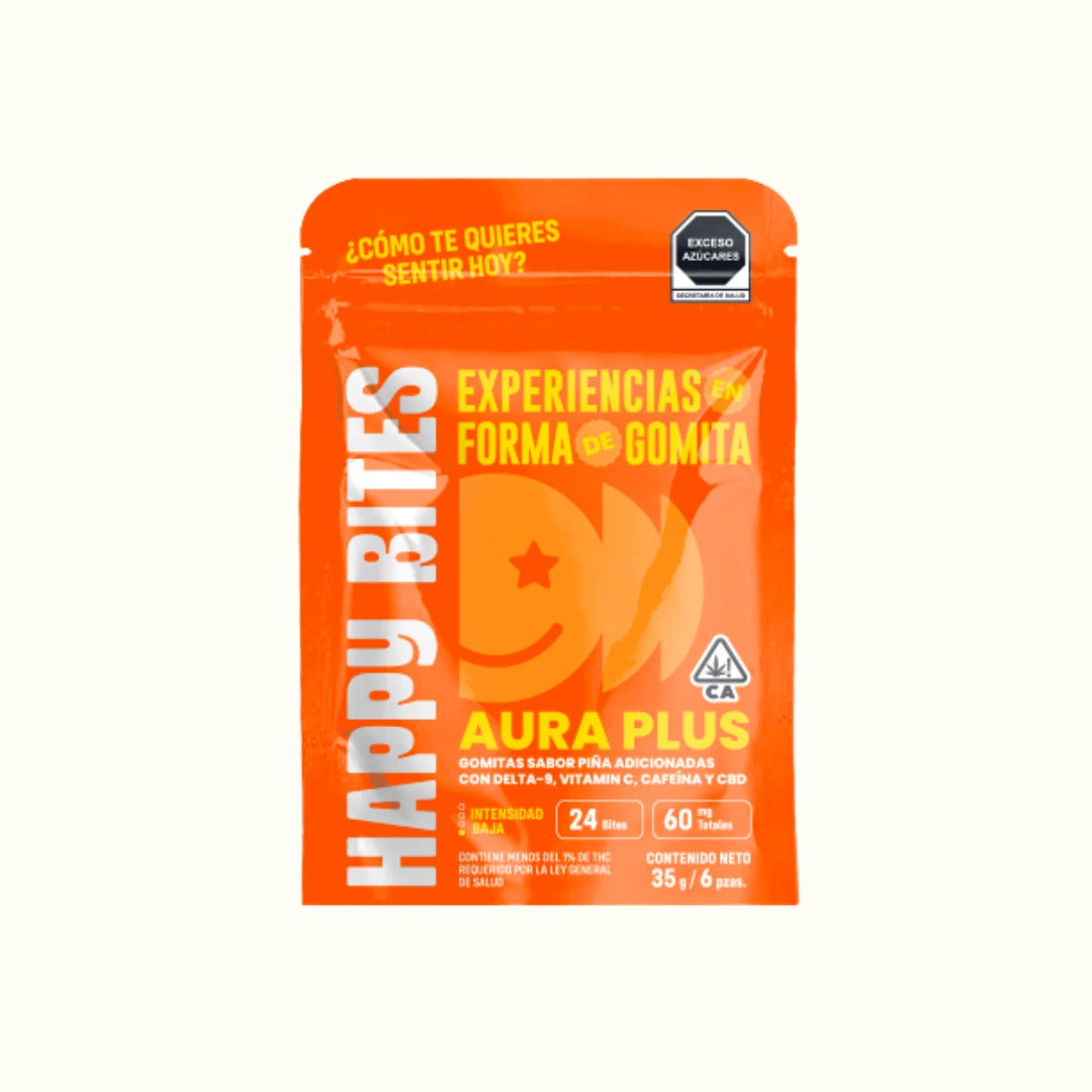 Happy Bites Aura Plus Gomitas de THC Delta 9 + Vitamina C + Cafeína + CBD 6 piezas en Splift