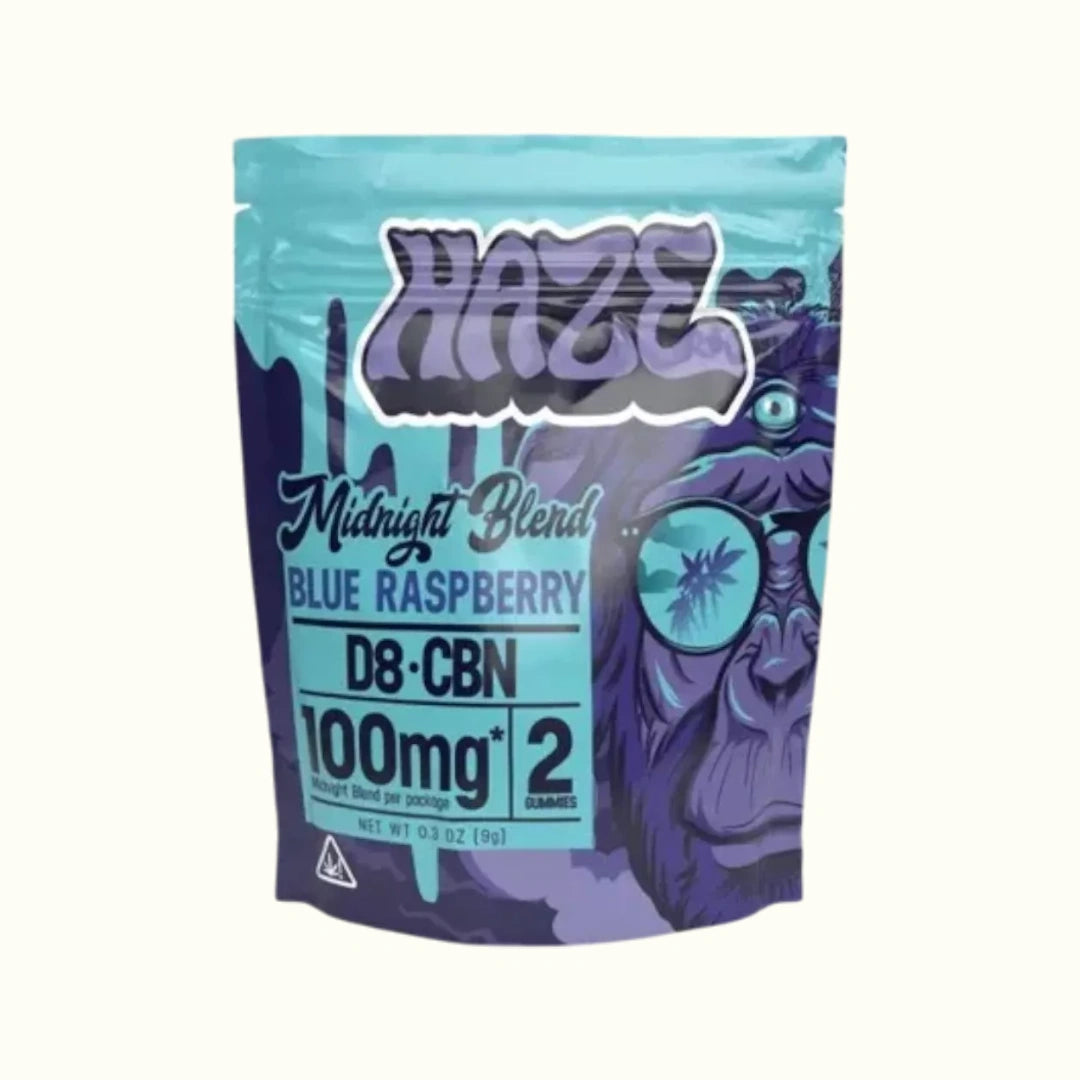 Haze Gomitas Midnight con HHC + Delta 8 + CBN 100mg 2 piezas sabor Blue Razz
