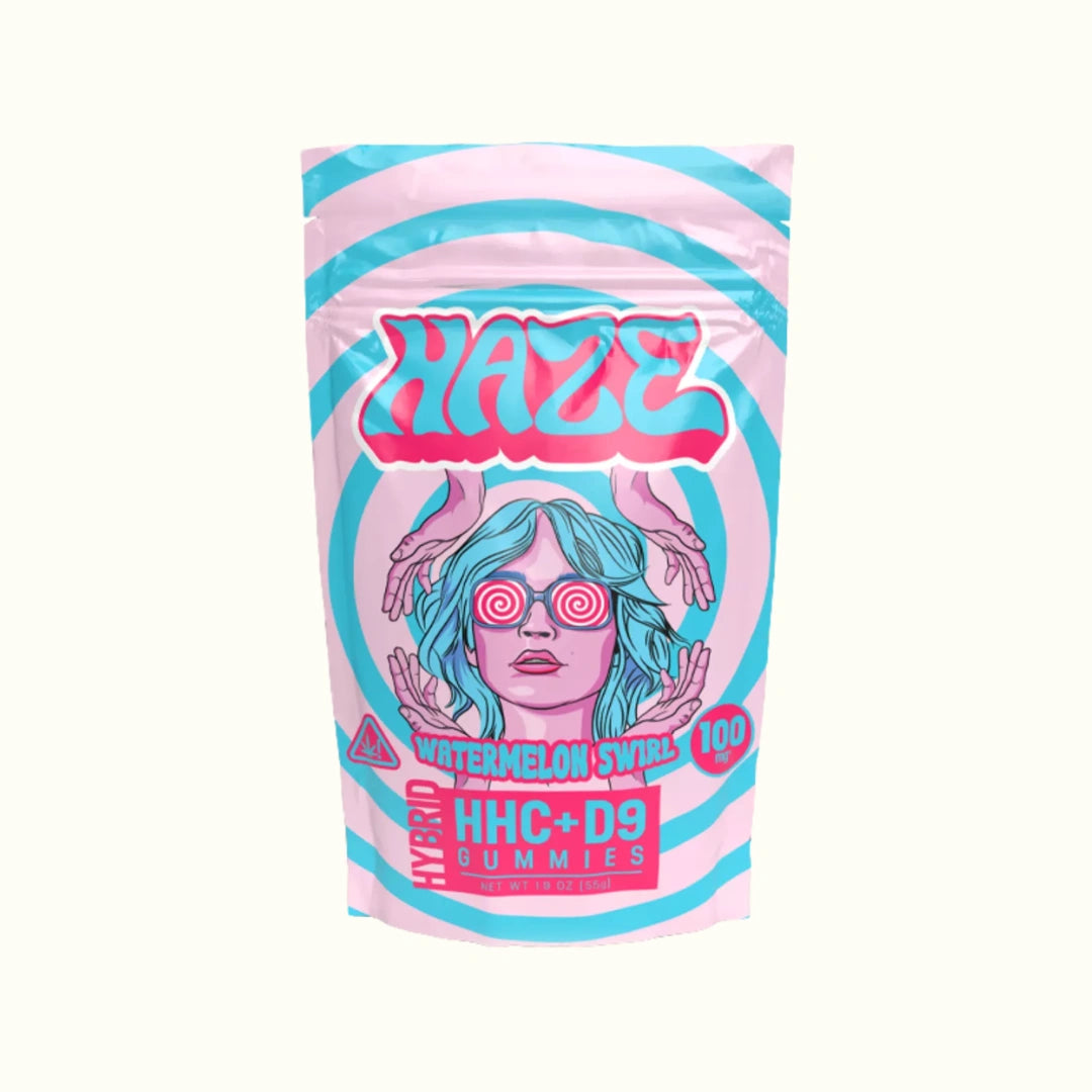 Haze gomitas HHC + Delta 9 10mg/pza 10pzs Watermelon Swirl Hybrid