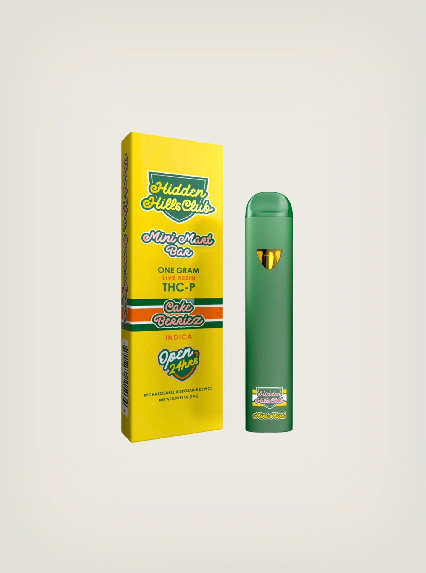 Compra Pen y Plumas de Wax marca Hidden Hills con 1 gramo de THCP Live Resin sabor Cake Berriez Indica
