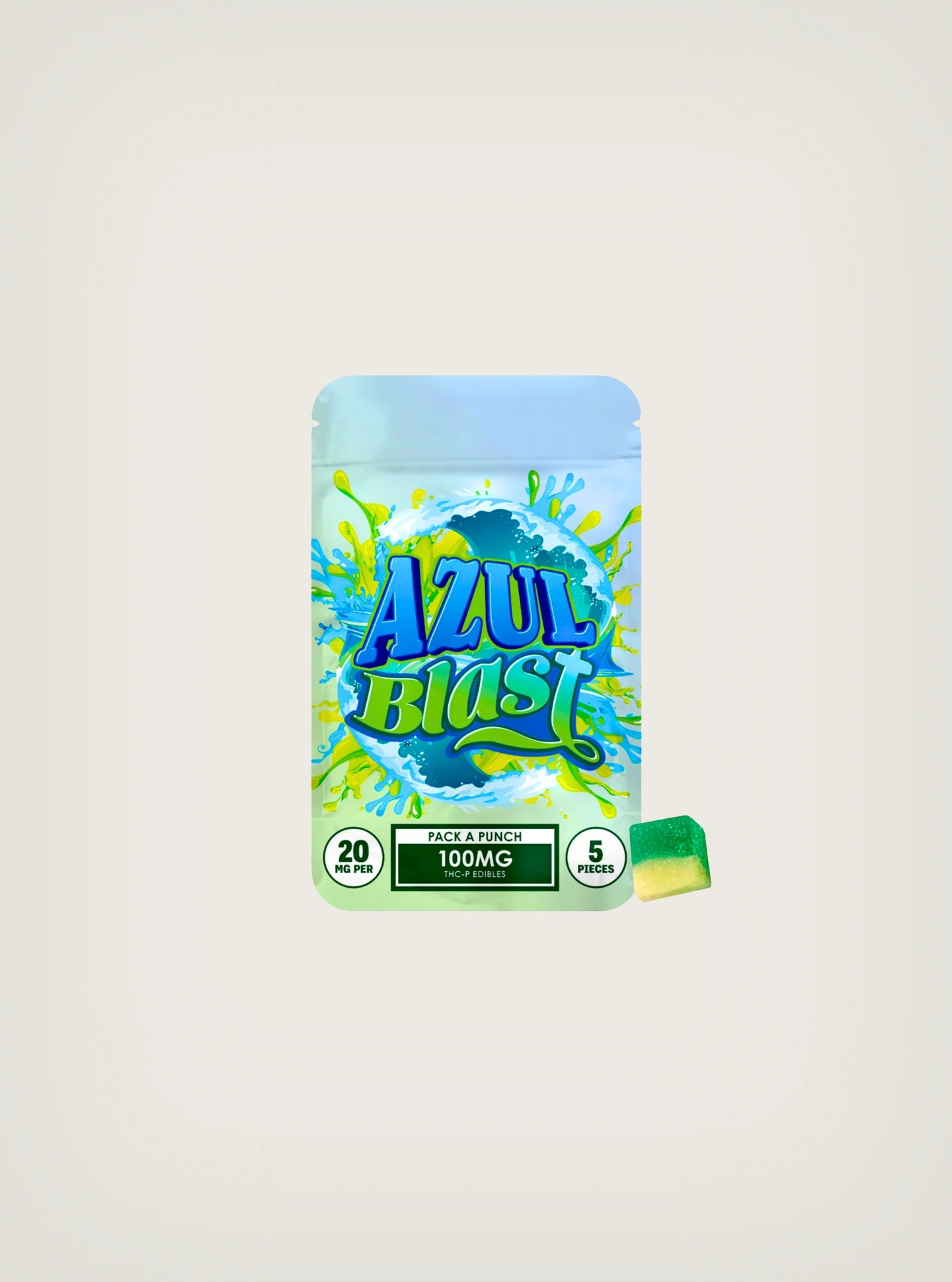 Gomitas con THCP Pack a Punch Hidden Hills 5 piezas sabor azul blast
