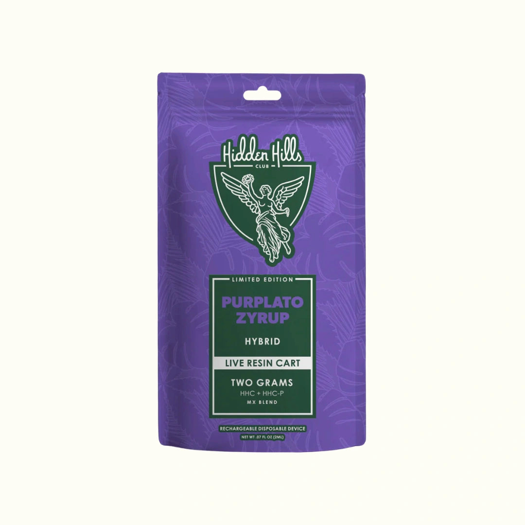 Compra el cartucho de wax desechable de Hidden Hills con HHC de 2 gramos edición limitada sabor Purplato Zyrup Hybrid