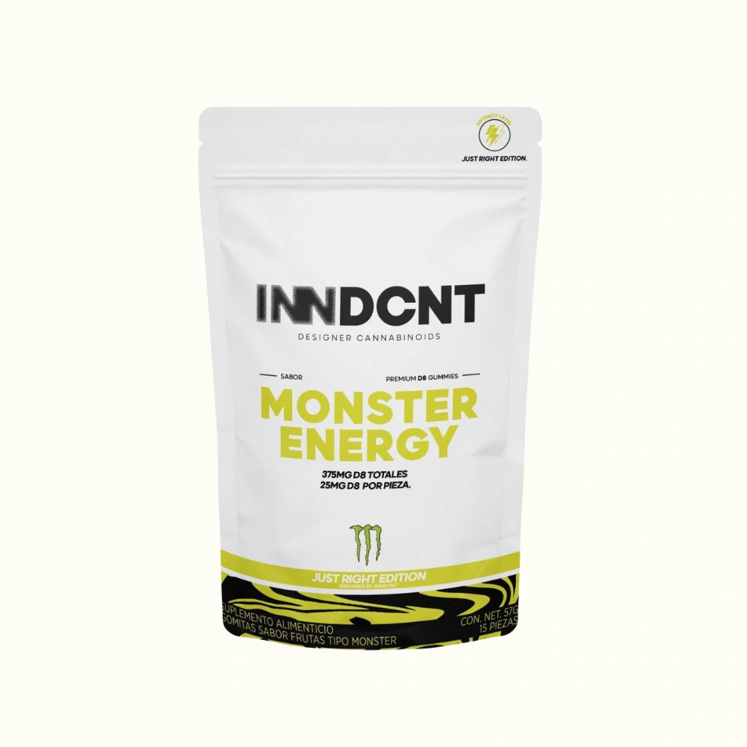 Compra las gomitas con THC Delta 8 Just Right Edition marca INNDCNT sabor Monster Energy