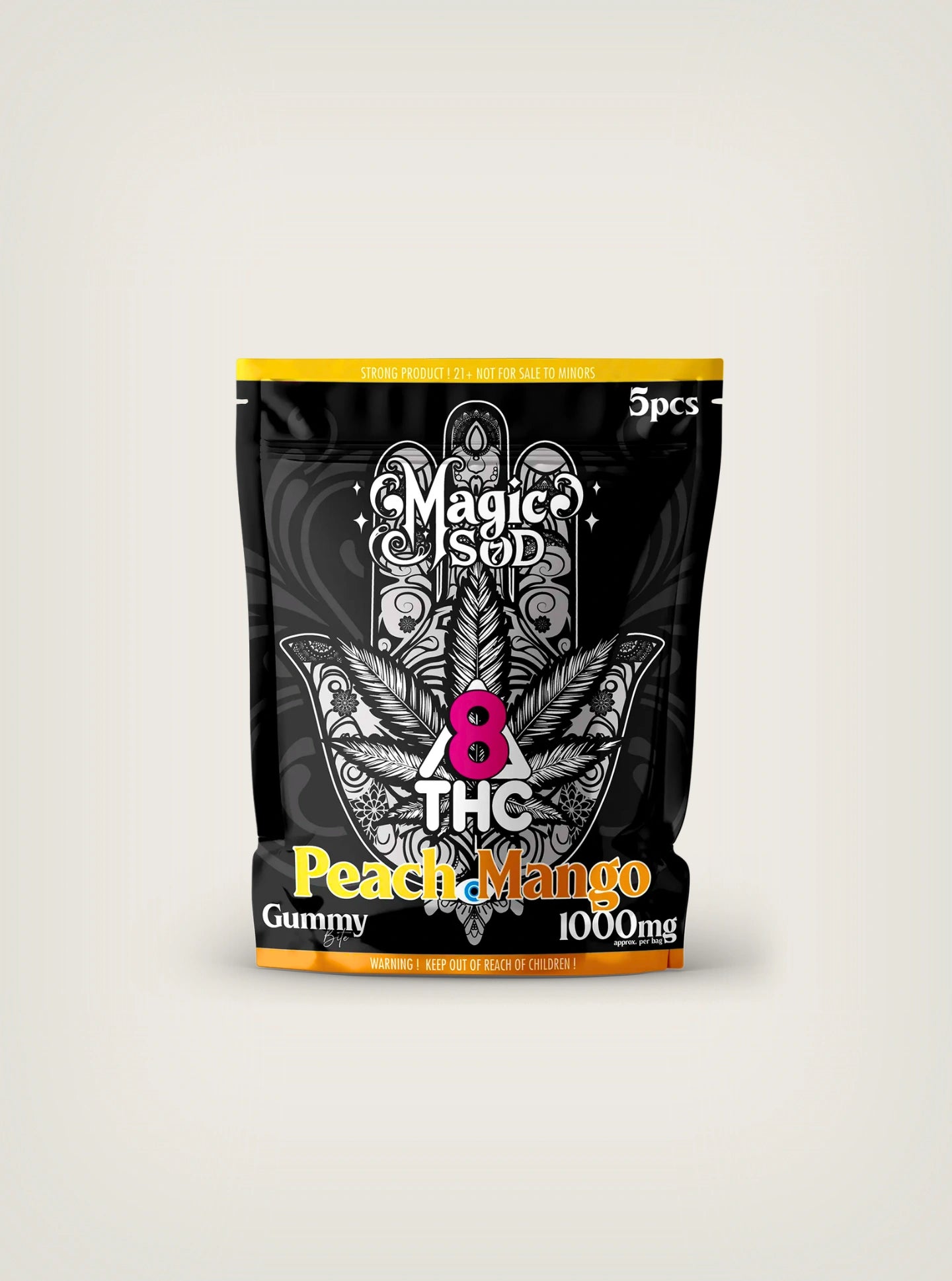 Magic Sod Gomitas de THC Delta 8 1000mg 5 piezas peach mango