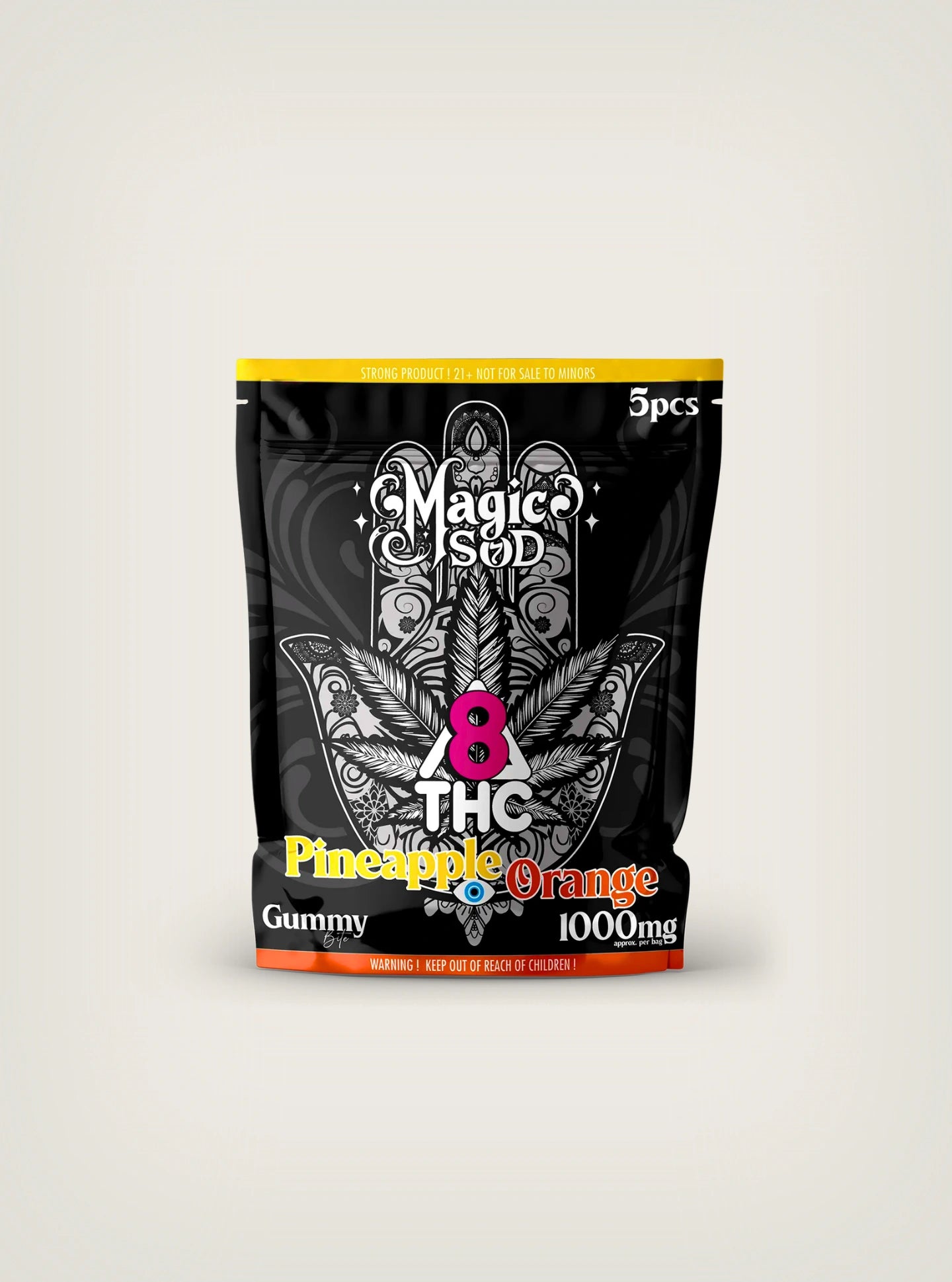 Magic Sod Gomitas de THC Delta 8 1000mg 5 piezas pineapple orange