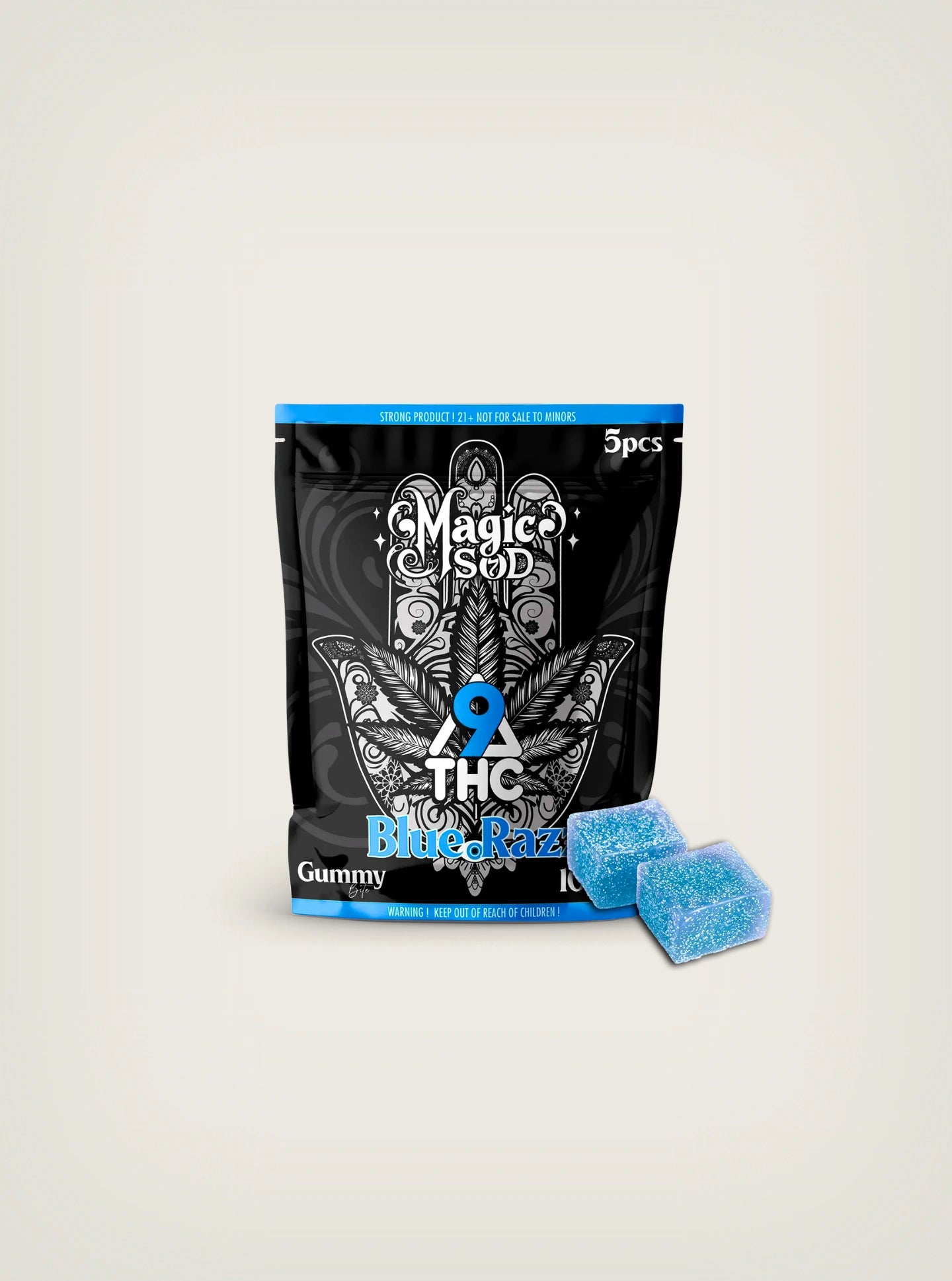 Gomitas de THC Delta 9 100mg Magic SOD 5pcs Blue Razz