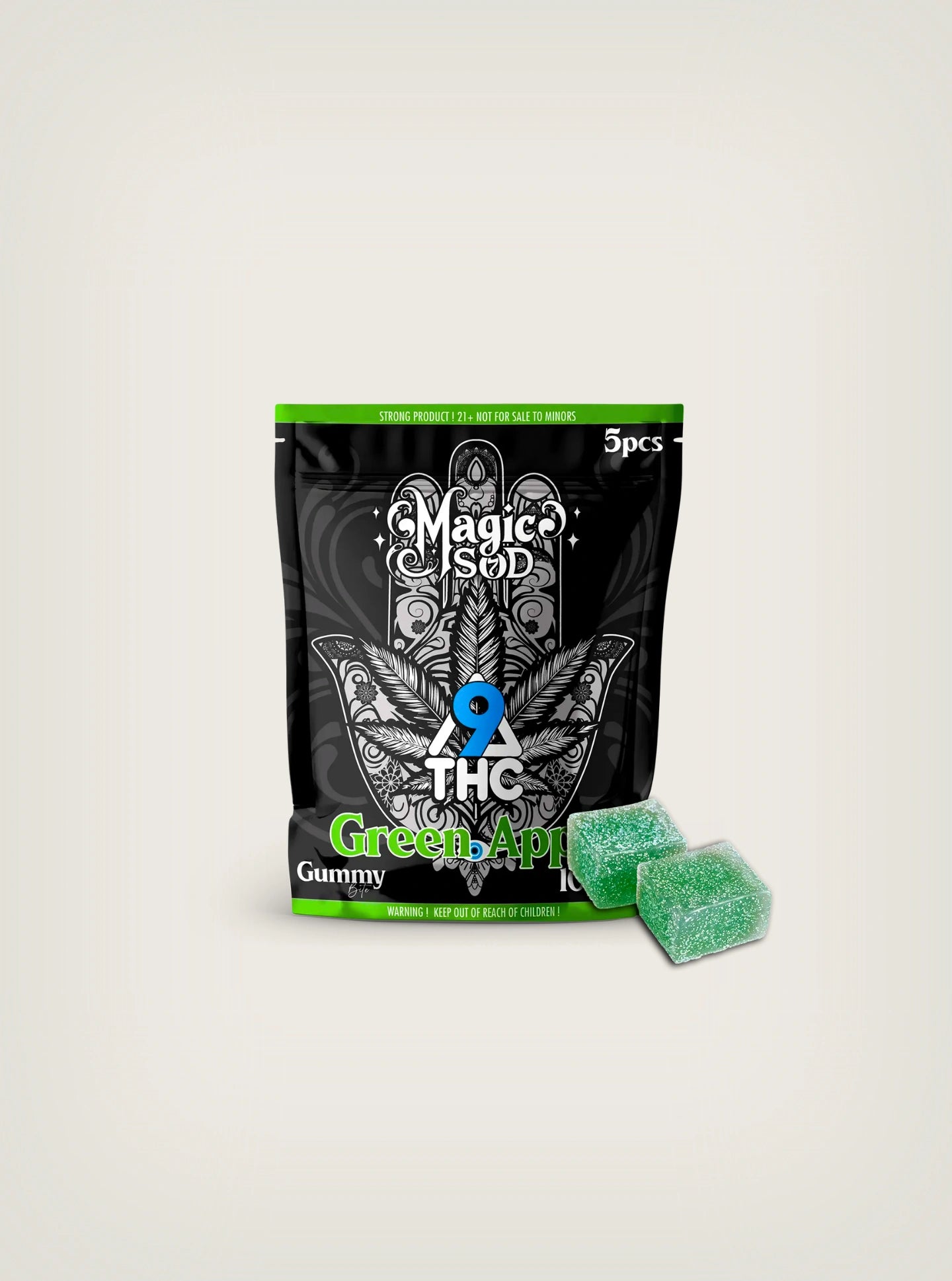 Gomitas de THC Delta 9 100mg Magic SOD 5pcs Green Apple