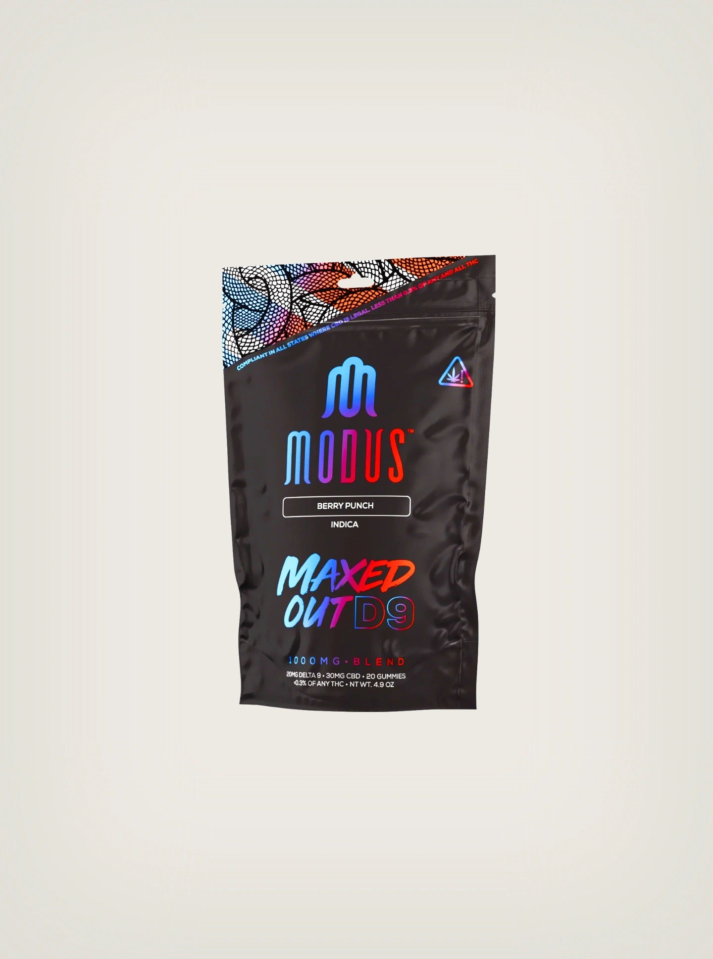 Modus gomitas con THC Delta 9 + CBD con cannabidiol 1000mg sabor Berry Punch Indica