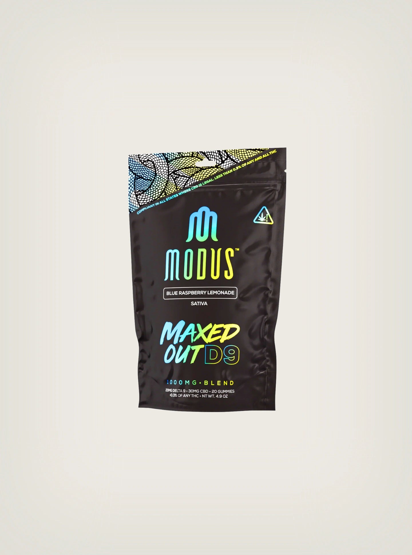 Modus gomitas con THC Delta 9 + CBD con cannabidiol 1000mg sabor Blue Raspberry Lemonade Sativa