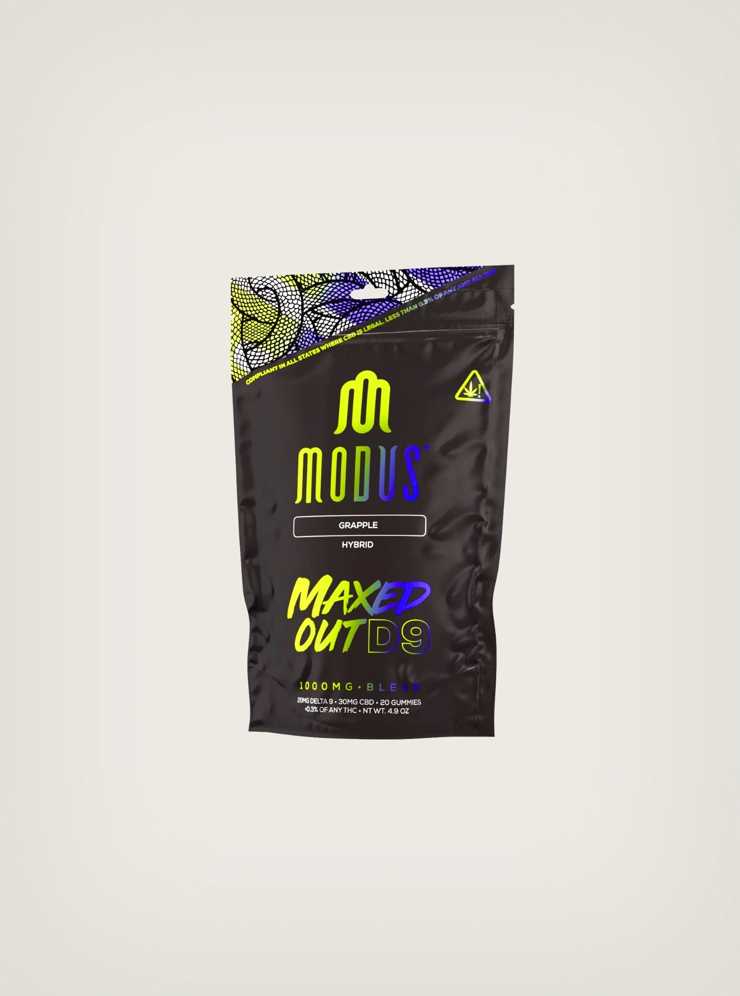 Modus gomitas con THC Delta 9 + CBD con cannabidiol 1000mg sabor Grapple Hybrid