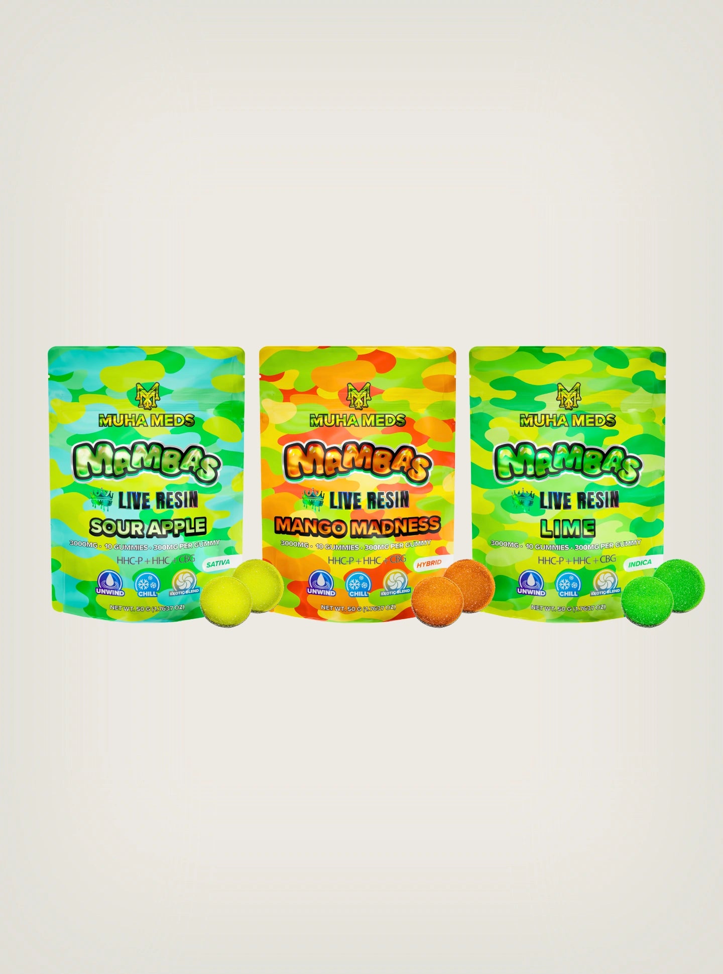 Muha Meds Gomitas de THC con HHCP + HHC + CBG 3000mg Live Resin