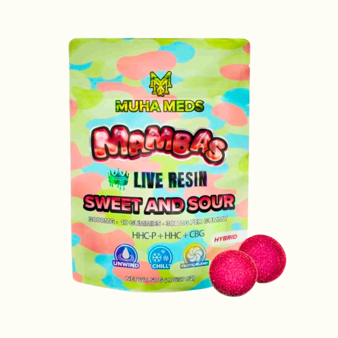 Muha Meds Gomitas de THC con HHCP + HHC + CBG 3000mg Live Resin Sweet and Sour Hybrid