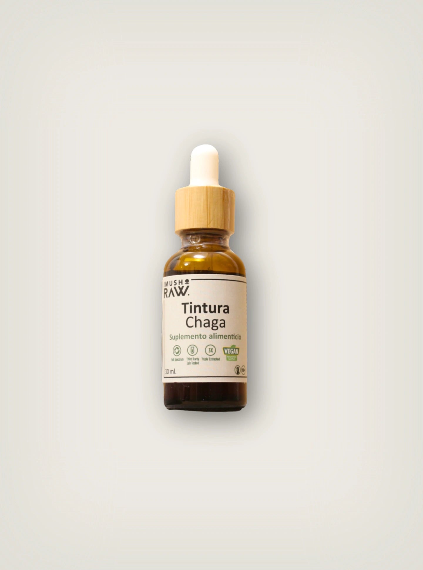 Compra el suplemento de hongos adaptógenos Chaga de la marca Canna Raw con 30ml para una mejor longevidad